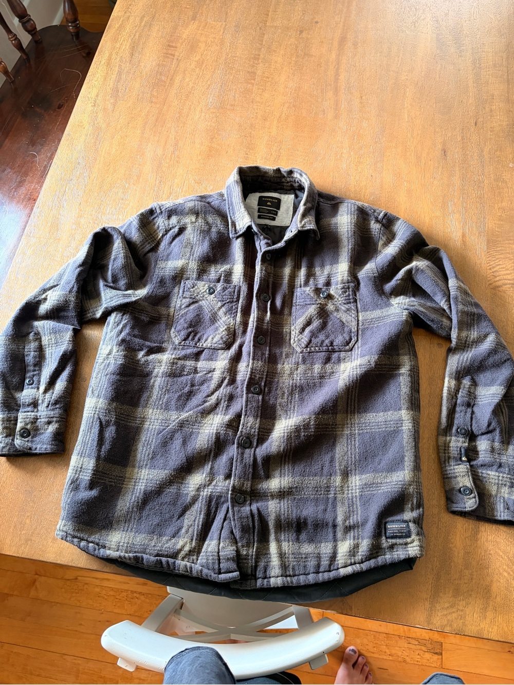 Quiksilver Men's Plaid Shacket in Gray and Navy